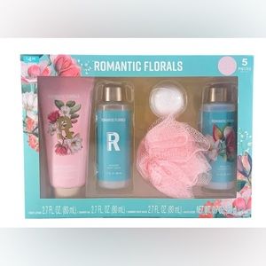 Romantic Florals Bath Gift Set, Magnolia, 5 Piece Set (Pics Are Copies)